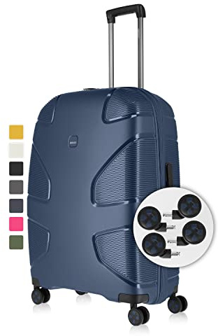 IMPACKT Hartschalenkoffer IP1 mit 4 Rädern aus recyceltem Material mit austauschbaren Klickrollen, Eisblau, 76 cm (Größe L), Casual