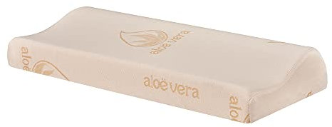 DECASATEXTIL® - Almohada Cervical viscoelástica con Funda extraíble de Aloe- Vera y diseño ergonómico para aliviar el Dolor de Cuello, Hombros y Cabeza-Soporte Cervical, Ajustable en Altura.
