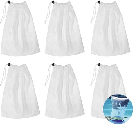 6 Pezzi Sacchetto a Rete Fine per Pulizia Piscina, Filtro a Rete Sacchetto, con coulisse, per piscina Sucker per catturare foglie e piccola sporcizia