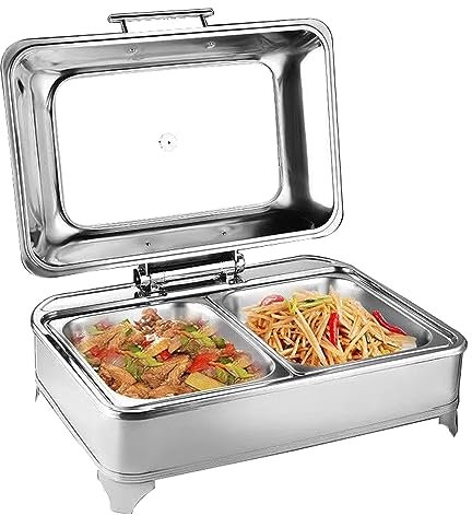 Scaldavivande Elettrico per Buffet, 400w Piazza Chafing Dish con Temperatura Regolabile 35-85°C, Scalda Buffet per Banchetti Feste Catering Eventi, 1 Griglia/2 Griglia/3 Griglia(Size:1/2 size food pa