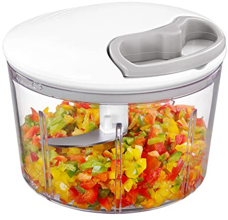 GDL Food Chopper, Pull Onion Chopper Dicer, Hand Powered Food Chopper, Fast Cutting Hand Chopper Mincer for Onion, Garlic, Nut, 800 ML, White