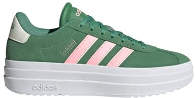adidas Women's VL Court Sneaker, Preloved Green/Pink Spark/Ivory, 7.5