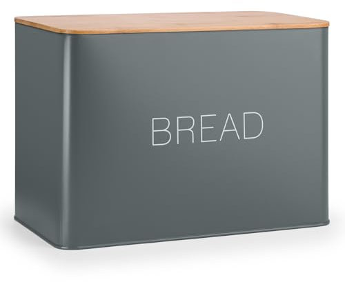 EHC Bread Bin, Bread Bins for Kitchen, Bread Tin, Large Bread Bin food Storage, Grey