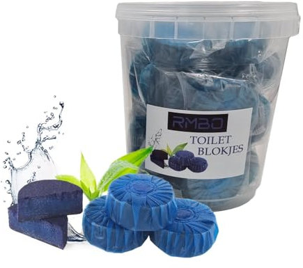 RMBO Nettoyant WC - Pack de 24 Blocs WC Eau Bleue, Blocs de Toilette Encastrés pour Réservoirs Grohe et Geberit, Action Rapide en 5 Minutes, Fraîcheur Durable de 3 Semaines par Bloc