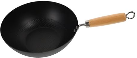 PRETYZOOM Small Iron Wok Pan for Stove and Induction Cooking Traditional Chinese Kitchen Frying Pan for One-person Meals