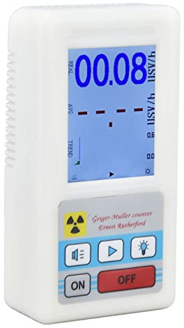 Jeanoko Contador Geiger BR6 Fácil Lectura Detector Radiactivo Multifuncional Radiación Nuclear Material Electromagnético ABS X 2 Pilas AA