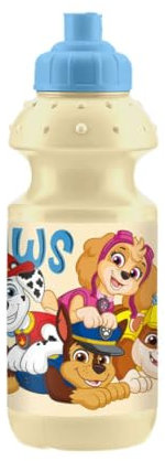 My sweety pop - Gourde - Plastique - Pour enfant - Crèche - Maternelle - Ecole - Vacances - Repas - 18 cm – 350 ml - Hydratation - Idée Cadeau (Pat Patrouille - Beige/Bleu)