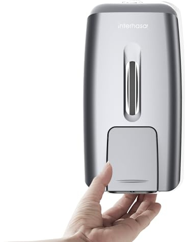 Dispenser di sapone per montaggio a parete, senza necessità di foraturaDispenser manuale di sapone, gel doccia e shampoo con finestra trasparente, adatto per bagno e cucina, 800 ml