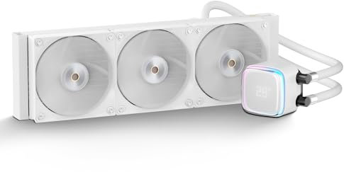 Iota L36 WH Raffreddatore a liquido per CPU con display digitale, sistema di raffreddamento ad acqua da 360 mm con pompa ARGB, ventole FDB, 2000 RPM, adatto per AMD e Intel LGA 115X/1200/1700/1851