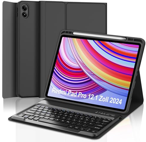 WINCHKING Funda con Teclado para Xiaomi Redmi Pad Se 11” 2023, Funda con Teclado para Tablet Xiaomi Redmi Pad Se 11 Pulgadas, Inalámbrico Bluetooth Magnético Keyboard, QWERTY Español Ñ, Azul Cielo