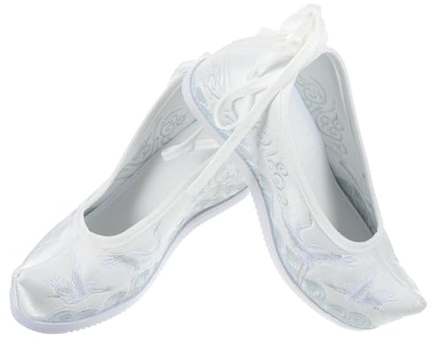 Beavorty Zapatos de Tela para Mujer Estilo Étnico Bordados Suela de Goma Color Claro, Cómodos y Transpirables para Uso Diario y Vestir