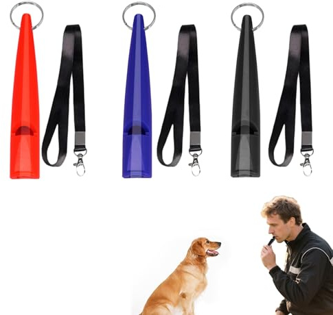 Fischietto per Cani 211.5 in plastica ABS – Set 3 Pezzi con Laccio – Blu Nero Rosso – Richiamo Efficace per addestramento Cani in casa e all’Aperto, Adatto a Tutte Le Razze