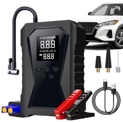 Avviatore per Auto | Avviatore Batteria 12V con Compressore per Pneumatici - Ricaricabile Booster per Auto Moto