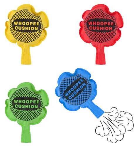 Funalix 4 Piezas Cojin Echa Pedos, Whoopee Cushion Cojín Autoinflable para Pedos, Set de Cojines de Broma Que Hacen Ruido para Fiestas y Bromas Divertidas (Colores Aleatorios)