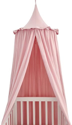 BOJHGO Baldaquino Decorativo for habitación de niños algodón con Dosel for Cama Cortina for Volantes(Pink)