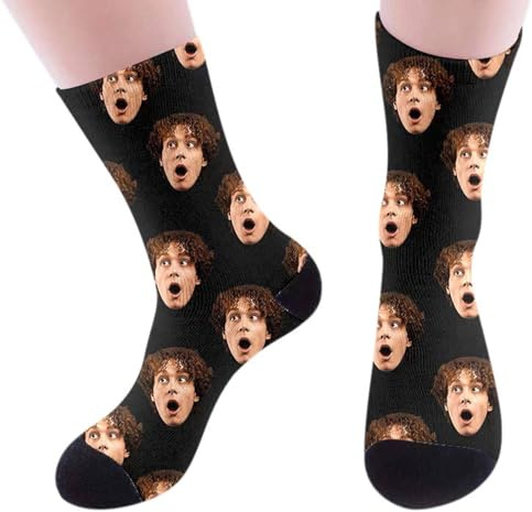 Generico Calzini con Foto Personalizzata Regali Calze Personalizzato Calze Lunghe al Ginocchio Unisex per Donna e Uomo Divertenti Calzini Regalo per Coppie Famiglia Amici da Usura Quotidiana