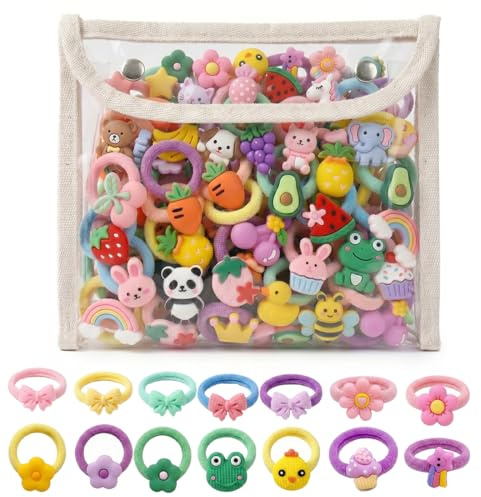 IBXWMNG 100 Pz Elastici Capelli Bambina, elastici per capelli in gomma per cartoni animati, Accessori Bambina, Multicolore Ragazze Coda di Cavall, Bambini Multicolori Accessori Codini Piccoli