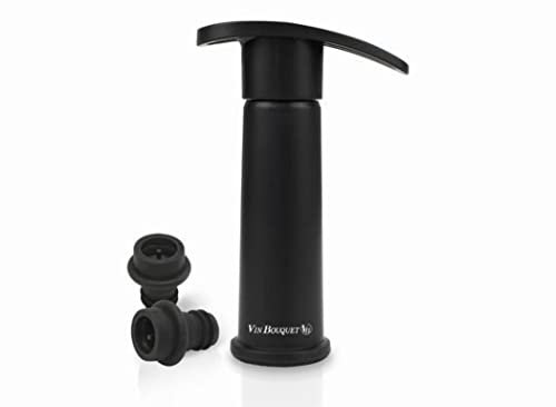 Vin Bouquet FIC 077 - Bomba de Vacío Manual Negra para Vino, Tapón de Botella con Vacío