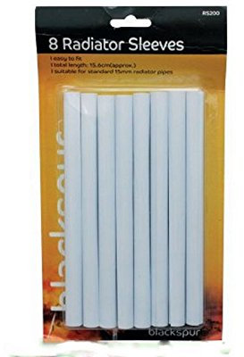 8 X 15.6cm White Radiator Pipe covers Sleeves Shrouds Snap Around Your Pips.