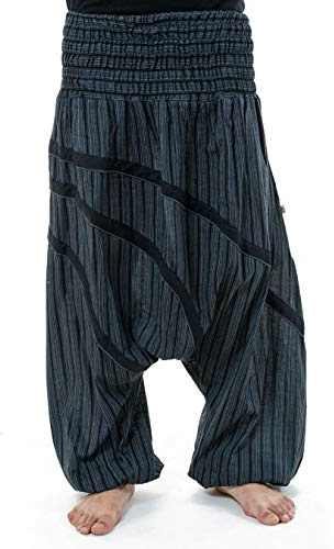 FANTAZIA Pantaloni harem larghi elastici da uomo, taglie forti, taglia unica, colore: nero, grigio, taglia unica