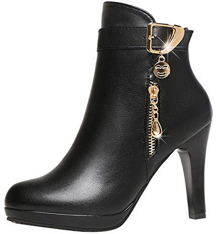 ZYUEER Femmes Automne Hiver Bottes De Neige Cheville Chaudes Fourrure LaçAge Chaussures Plates Shoes Bottines Zippé Talon Compensé