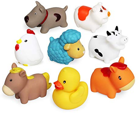 Bath Toys Floating Bath Farm Toys(8PCS),Baby Soft Bath Time Toys,Bathtub Learning Dogs Ducks Sheep Hen Pig Bath Toys and Bathroom Toys for Toddlers