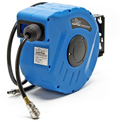 Tambor manguera aire comprimido automático 10m+1m Soporte de pared giratorio 180° Carrete Manguera