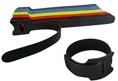 YIXIS 50 Piezas Reutilizables Ataduras Cables, Gancho y Bucle Correas, Cable Correas Set, Organizador de Cables para Cables en Hogar, Oficina y Coche, Negro/Rojo/Amarillo/Azul/Verde