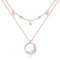 Lisandra Scott Doppelhalskette mit funkelnden Zirkonia Steinen und runder Anhänger I Mehrreihige Halskette mit strahlenden Plättchen I Kette für Damen in Weißen Funkelnden Kristall (Rosegold)