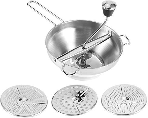 Molino de Alimentos Manual, Licuadora de Frutas y Verduras de Ensalada de Acero Inoxidable Mezclador de Alimentos Manual Multifuncional para Puré de Manzana de Papas de Tomate