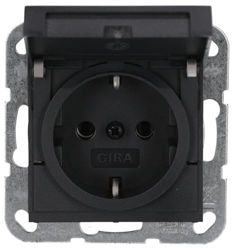 Gira 445428 SCHUKO-Steckdose mit Klappdeckel System 55 Anthrazit