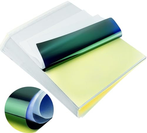 BLACKBUDDA Tattoo Zubehör Tattoo Transferpapier, 100 Blätter Stencil Papier, Thermoschablonenpapier Carbon Thermokopierpapier für Freihändig und Thermodrucker