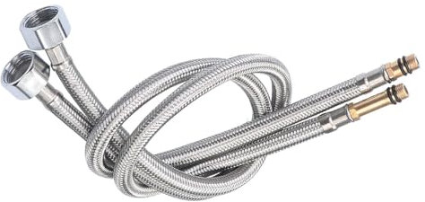 JZK 2X Stainless Steel Braided Flexible Hose Pipe for hot and Cold Water tap, monobloc Mixer tap Tails 60cm Push fit, M10 (10mm) x 1/2, tap Fittings for Kitchen Sink, Bathroom Basin
