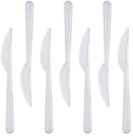 GoCoPack Reusable Cutlery: Pack Of 100 Clear Reusable Plastic 18cm - 7 Inches Knives