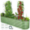 Kalolary 8x2x1.4 FT Raised Garden Beds with Trellis, 12 Shapes Metal Large Bottomless Raised Bed with Trellis Anti-Rust Coating Planter Box with Safety Edging for Vegetables Flowers Fruits Outdoor