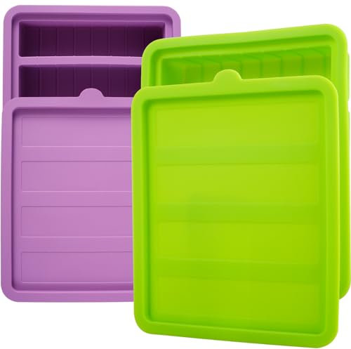 BOBASH 2pcs Moule de Beurre Plateau de Beurre en Silicone antiadhésif avec Couvercle 4-cavité Le récipient de Beurre Contient 8 cuillères à Soupe