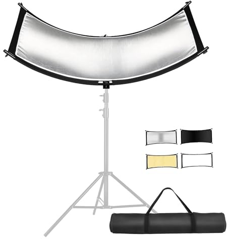 YUOCU Clamshell Light Reflector Diffuser with Carrying Bag, 70x24/180x60cm Photography Arclight Curved Lighting Reflector for Photo Video Studio Outdoor Shooting, Black/White/Gold/Silver (70x24)