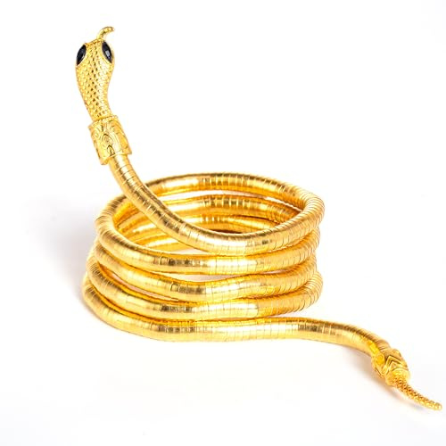 Spooktacular Creations Pulsera de serpiente de Halloween, brazalete flexible, pulseras de oro, collar de serpiente para niños, adultos, mujeres, ajuste flexible, decoración de serpiente