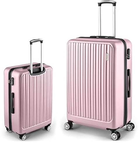 Easy Move ABS Hartschalenkoffer - Ergonomisch & Sicher - Großer Trolley Koffer mit 360° Rädern, Zahlen-Schloss - Rollkoffer, Reisekoffer Groß (Pink, 74cm)