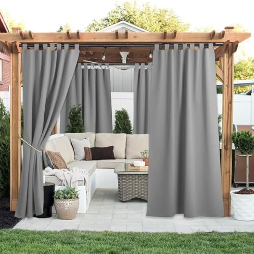 Rideau d'extérieur résistant aux intempéries - Opaque - 132 x 183 cm - Brise-vue - Protection solaire - Imperméable - Avec fermeture Velcro - Pour balcon, tonnelle, terrasse - Gris foncé