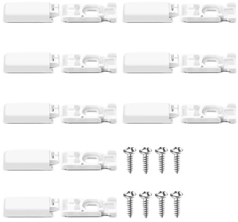 8 Pcs Pleated Replacement Parts, Universal Durable White Pleated Clamping Brackets, Clamping Shoes for Tensioned Pleated Blinds for Adhesive Backing and Stick & Fix Front Adhesive Plates