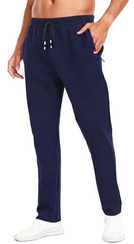 SIHOHAN Tracksuit Bottoms Men Open Hem Joggers with Zip Pockets Breathable