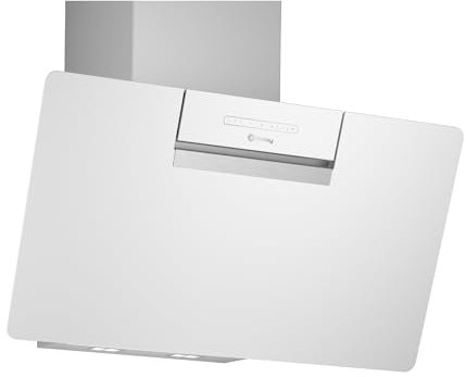 Balay, Campana decorativa de pared inclinada, 80 cm., ExtraSilencio, Control táctil, Posibilidad de recirculación, Cristal Blanco, 3BC587GBH