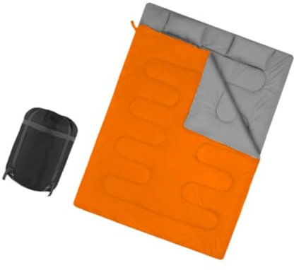 Perfeclan Doppelschlafsack Camping Schlafsack 2 Personen Zubehör Bequeme Rucksackreisen Quilt Ausrüstung für Bergsteigen Reisen, Orange