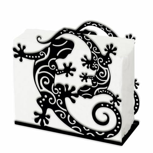 SUPERDANT Portatovaglioli A Forma di Due Ge per Tavoli Porta Tovaglioli In Ferro con Motivo Animale Porta Tovaglioli Traforati Porta Tovaglioli A Forma di Geco per Cucina e Ristorante