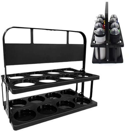 Beer Crate, Portable Beverage Bottle Crate, Reusable 8 Pack Bottle Crate, Folding Crates for Serving and Storage, Cup Holder, Black, riferimento alla descrizione, Please refer to description