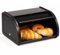 Metal Bread Bin with Roll Up Front Lid Countertop 25.5x21x14cm Retro Small Bread Box Kitchen Food Storage Bread Container for Homemade Bread, Toast, Bagel Dry Food Fruits(Black)