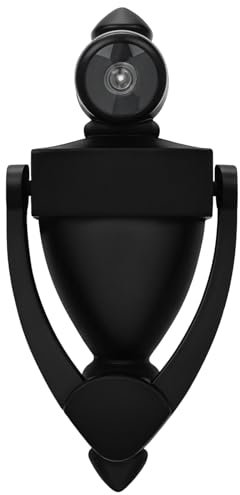 Battente vintage in lega di zinco con spioncino, nero, per porte anteriori e ingressi