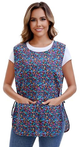 Nanxson Femmes Tablier de Cuisine Coton Motif Gilet Imprimé avec Lacets Tablier avec 2 poches pour la cuisine, la pâtisserie