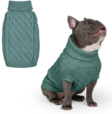 Spark Paws Knit Dog Sweater – Ultra Soft Warm Winter Dog Jumper for Small, Medium & Large Dogs – Stretch Fit Pet Sweater for French Bulldog, Pitbull, Girl & Boy Dogs Jacket, (Pine Green,XL)